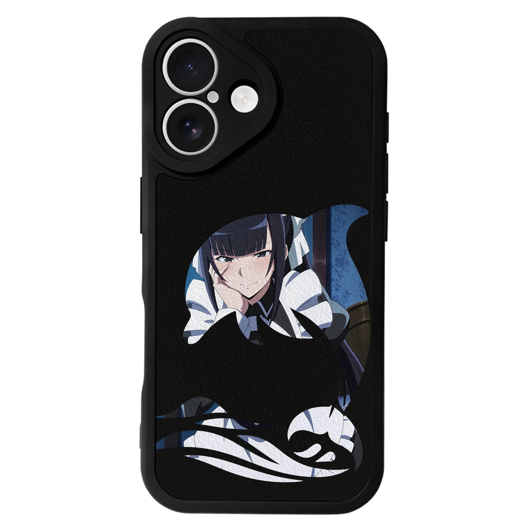 オーバーロード グッズ ナーベラル・ガンマ - IPhone 16シリーズ対応 ・ シリコンスマホケース ・ レザー調 ・ 高精度フィット ・ 耐衝撃 ・ ワイヤレス充電対応 ・ 精密カット